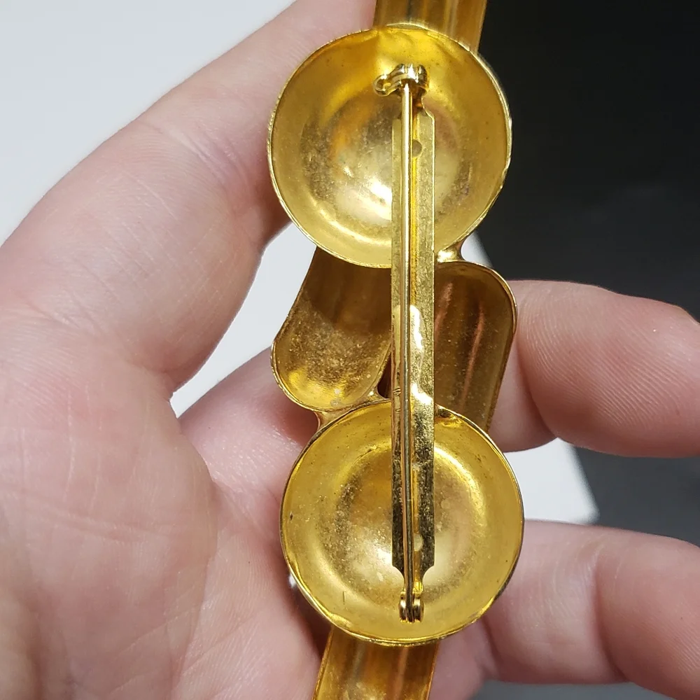Unique Vintage Gold Tone Abstract Statement Brooch